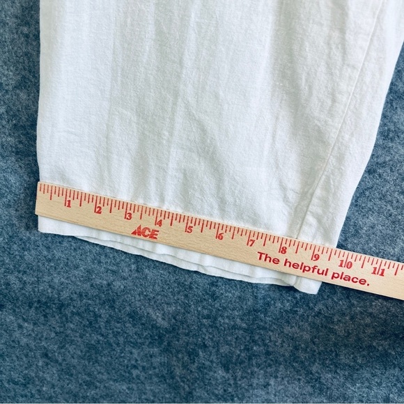 PURE AMICI Linen Cotton Wide Leg Pants Pockets White Drawstring Size Medium NWT - Picture 8 of 10